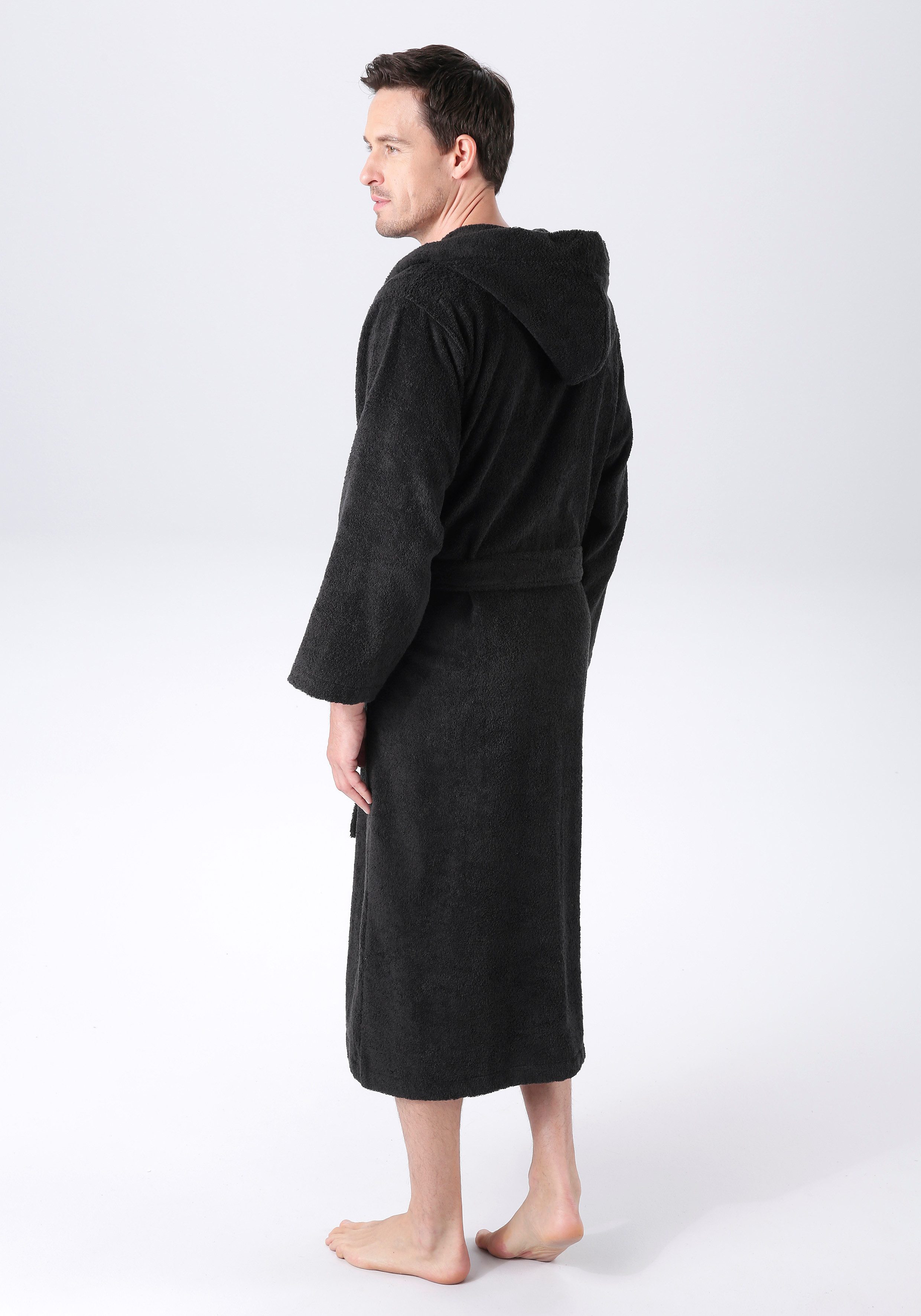 KangaROOS Unisex-Bademantel Cassidy, für Damen & Herren, Standardlänge & Überlänge, Langform, Walkfrottee, Kapuze, Gürtel, mit Taschen, Männer und Frauen, Baumwolle, Reise, Hotel, Sauna, S-3XL