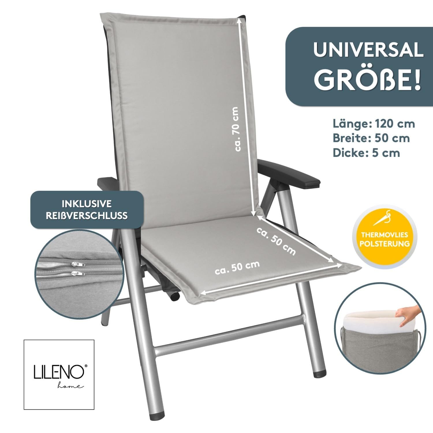 LILENO HOME Hochlehnerauflage Gartenstuhl Auflage, bequeme günstig online kaufen