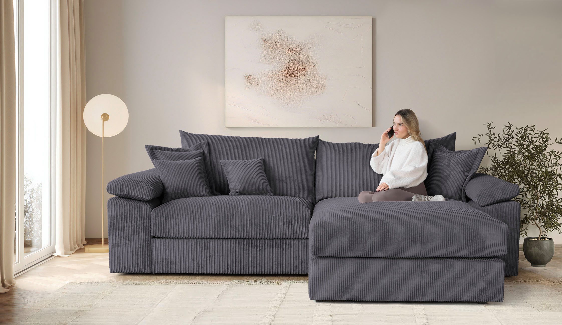 Home affaire Ecksofa Soft&Cosy XXL L-Form - Breite 303 cm, Mega-Sofa, in Cord, Federkern-Polsterung