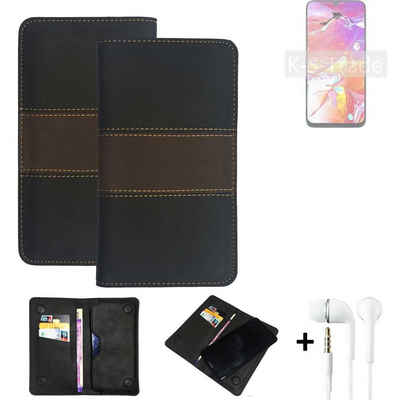 K-S-Trade Handyhülle für Samsung Galaxy A40s, Handyhülle + Kopfhörer Schutzhülle Walletcase Bookstyle Tasche