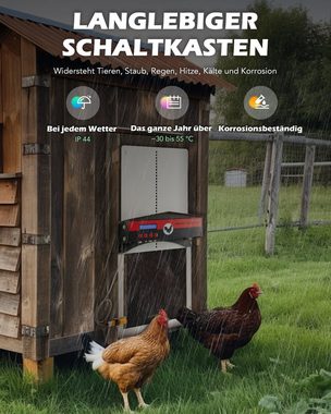 Crenex Haustierklappe 2in1 Batterieversorgung Lichtsensor&Timer Hühnertür Stallöffner