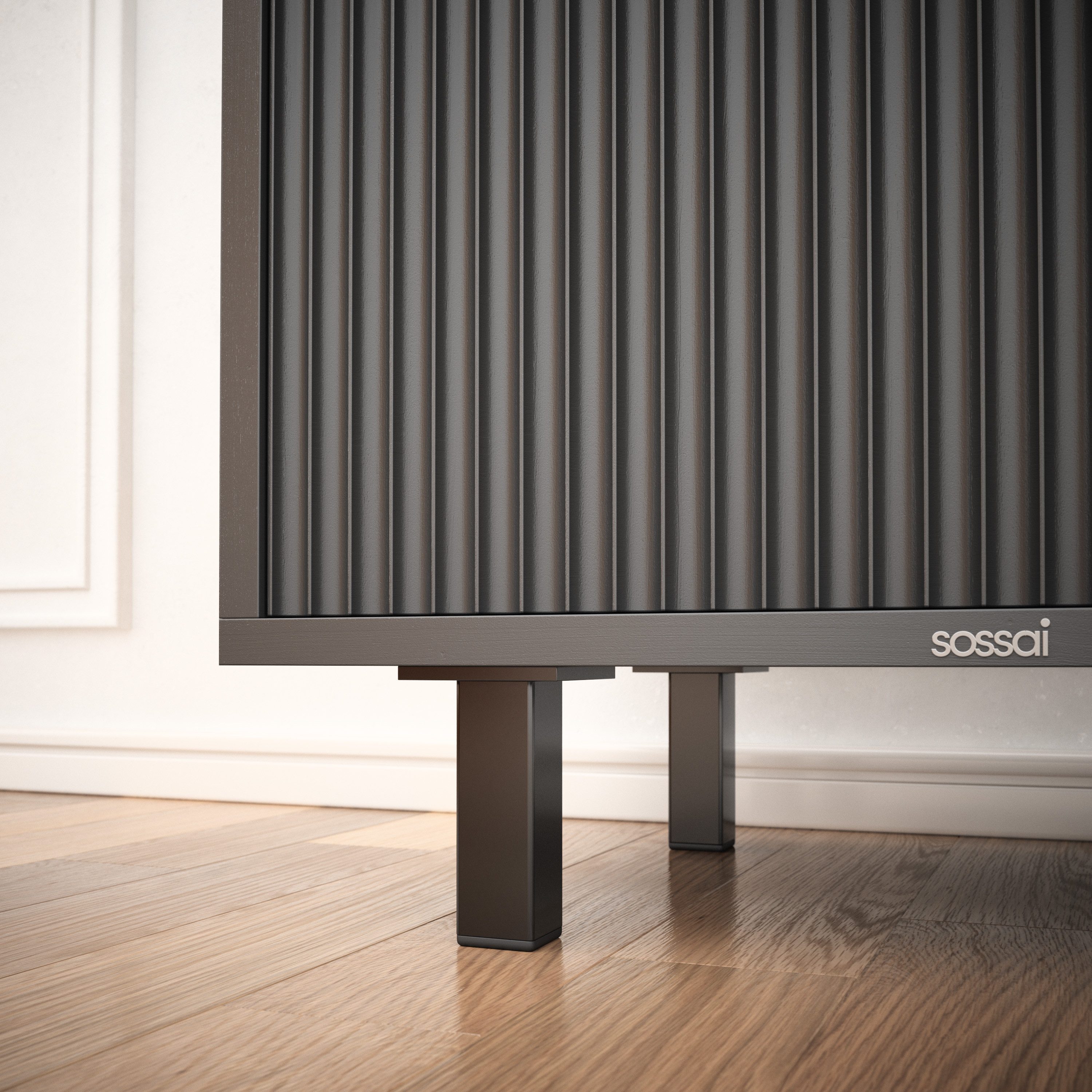 sossai® Möbelfuß Aluminium Möbelfüße in Schwarz, (4-St)