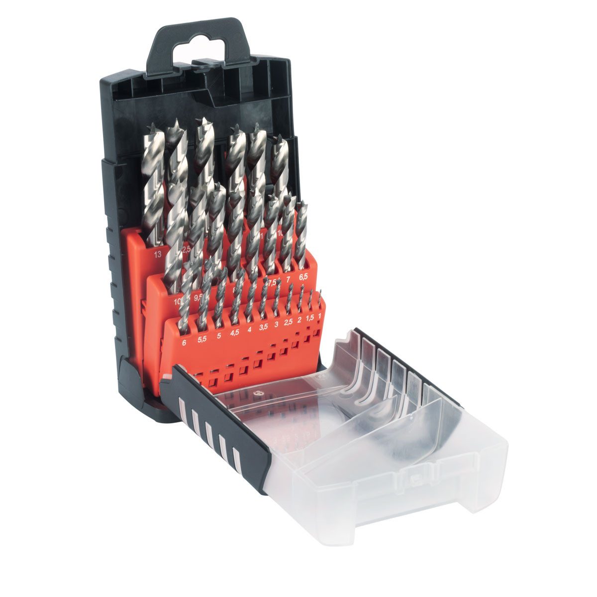STAHLWERK Bohrersatz HSS Holz-Spiralbohrer 25er Set 1-13 mm DIN 338, (Set, 25-tlg., Set), 25 Teile Bohrer Set