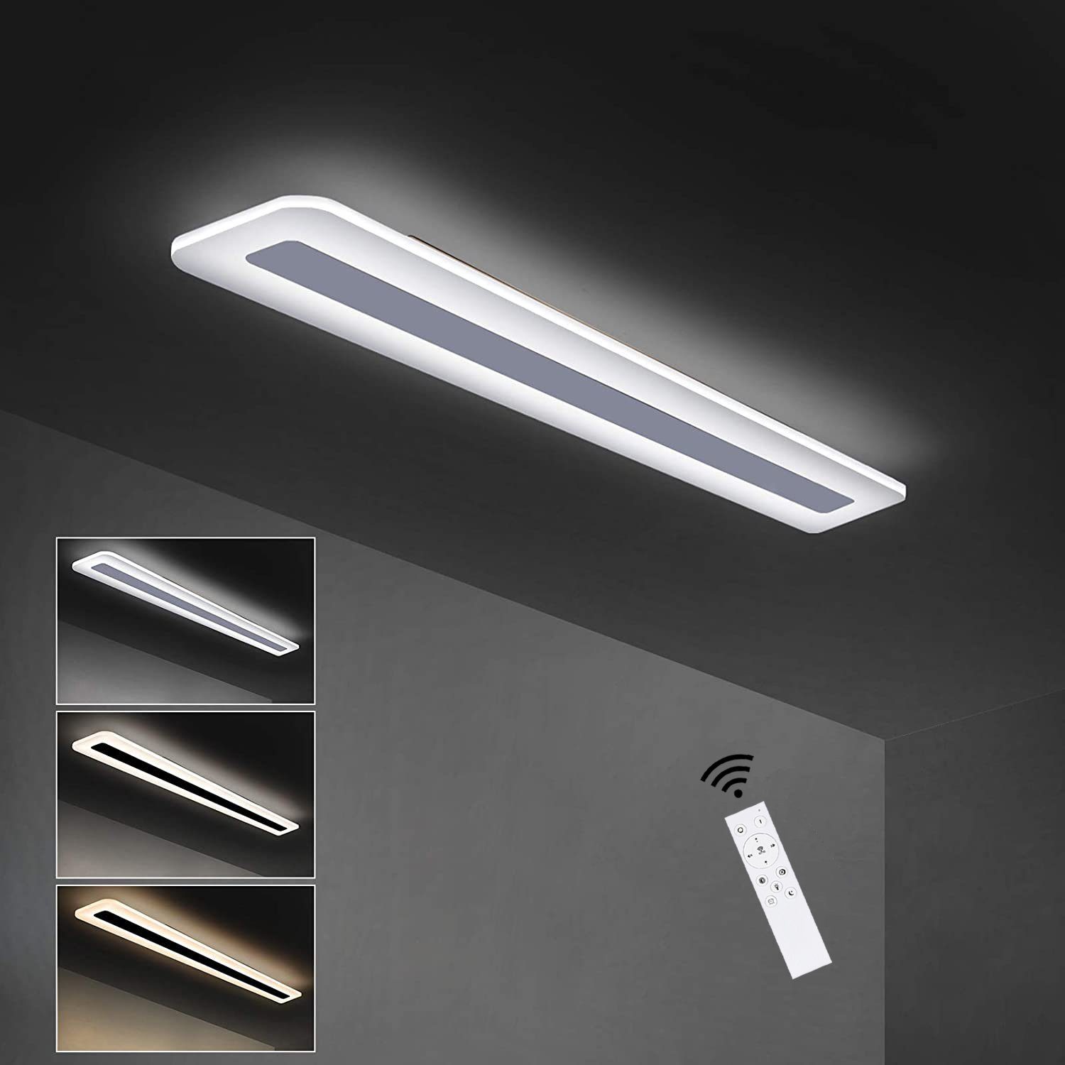 ZMH LED Deckenleuchte Panel Fernbedienung weiß Schlaf- Bürolampe modern Flach Küche Balkon, LED fest integriert, Tageslichtweiß | Deckenlampen