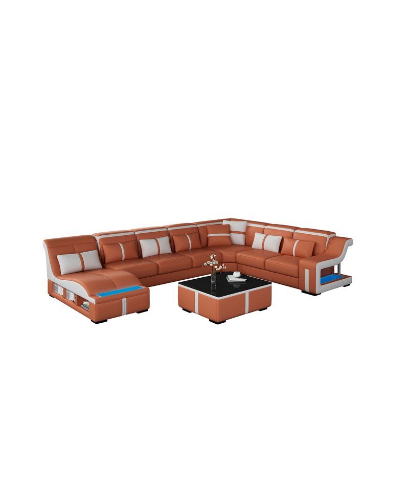 JVmoebel Ecksofa, Ledersofa Couch Wohnlandschaft Ecksofa Design Modern Sofa U-Form