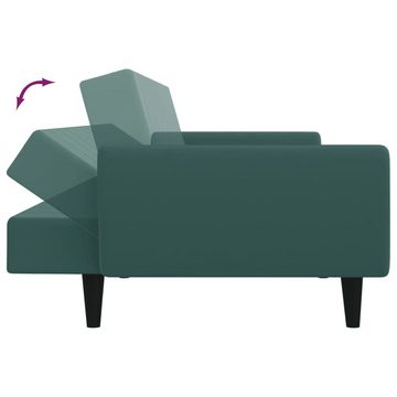 vidaXL Sofa Schlafsofa 2-Sitzer mit Fußhocker Dunkelgrün Samt