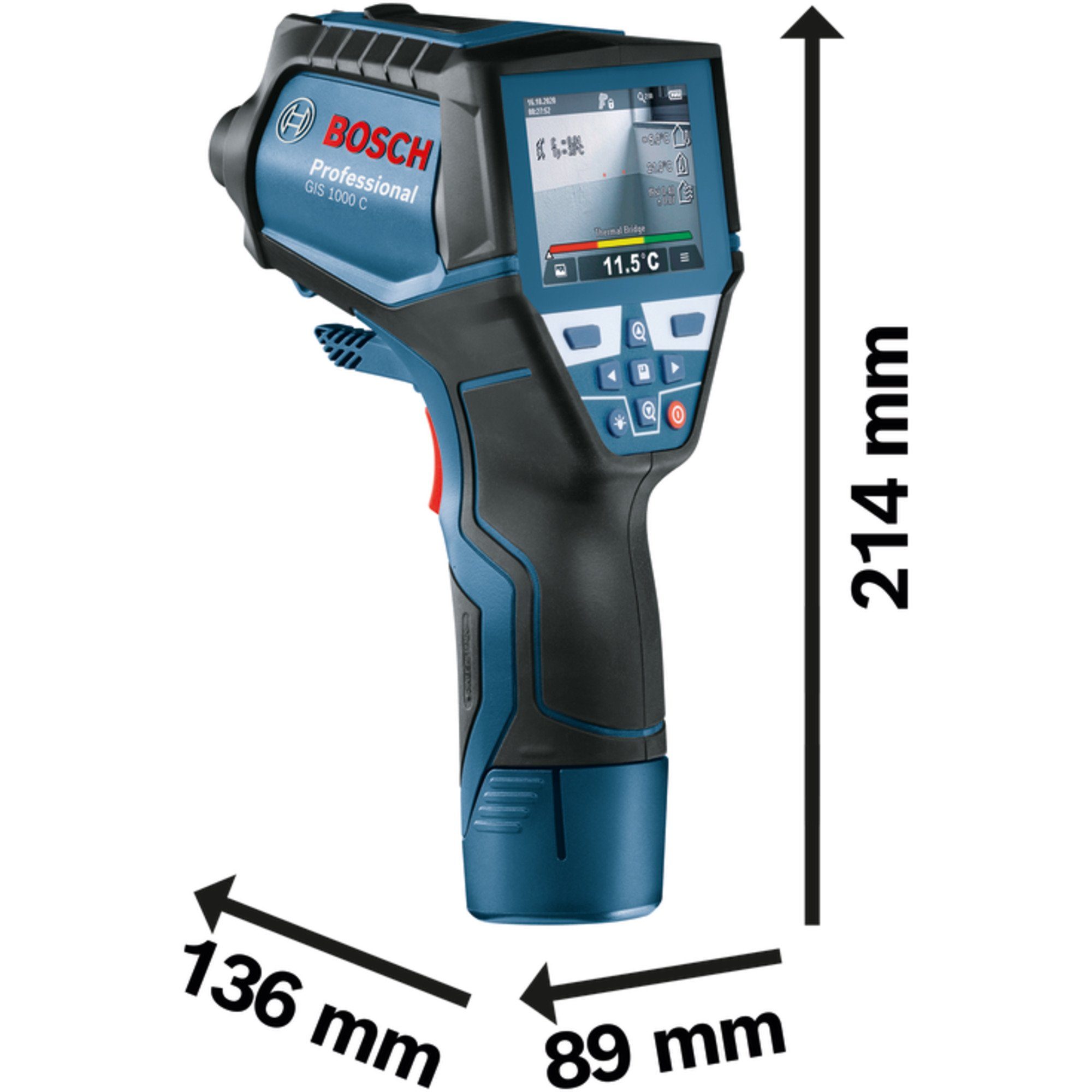 Bosch Professional Akku-Multifunktionswerkzeug Bosch Professional Thermodetektor GIS 1000 C, Li-Ionen-Akku 1,5 Ah, in L-BOXX