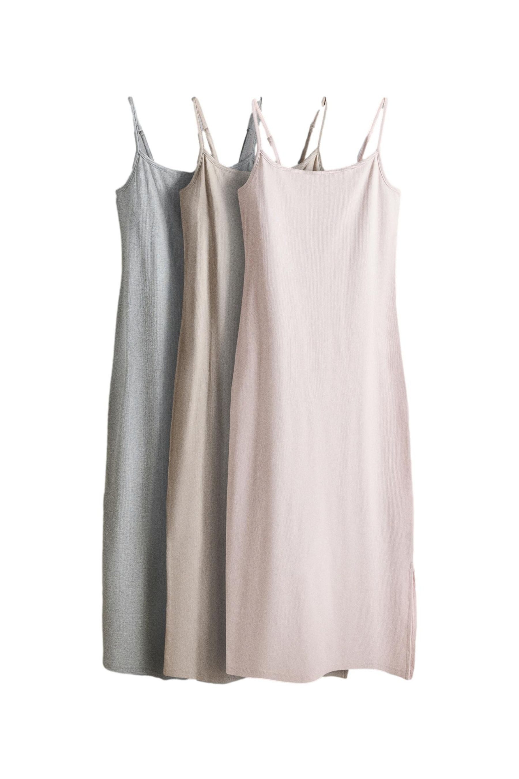 Jerseykleid The Set Maxi-Trägerkleid aus Rippjersey, 3er-Pack