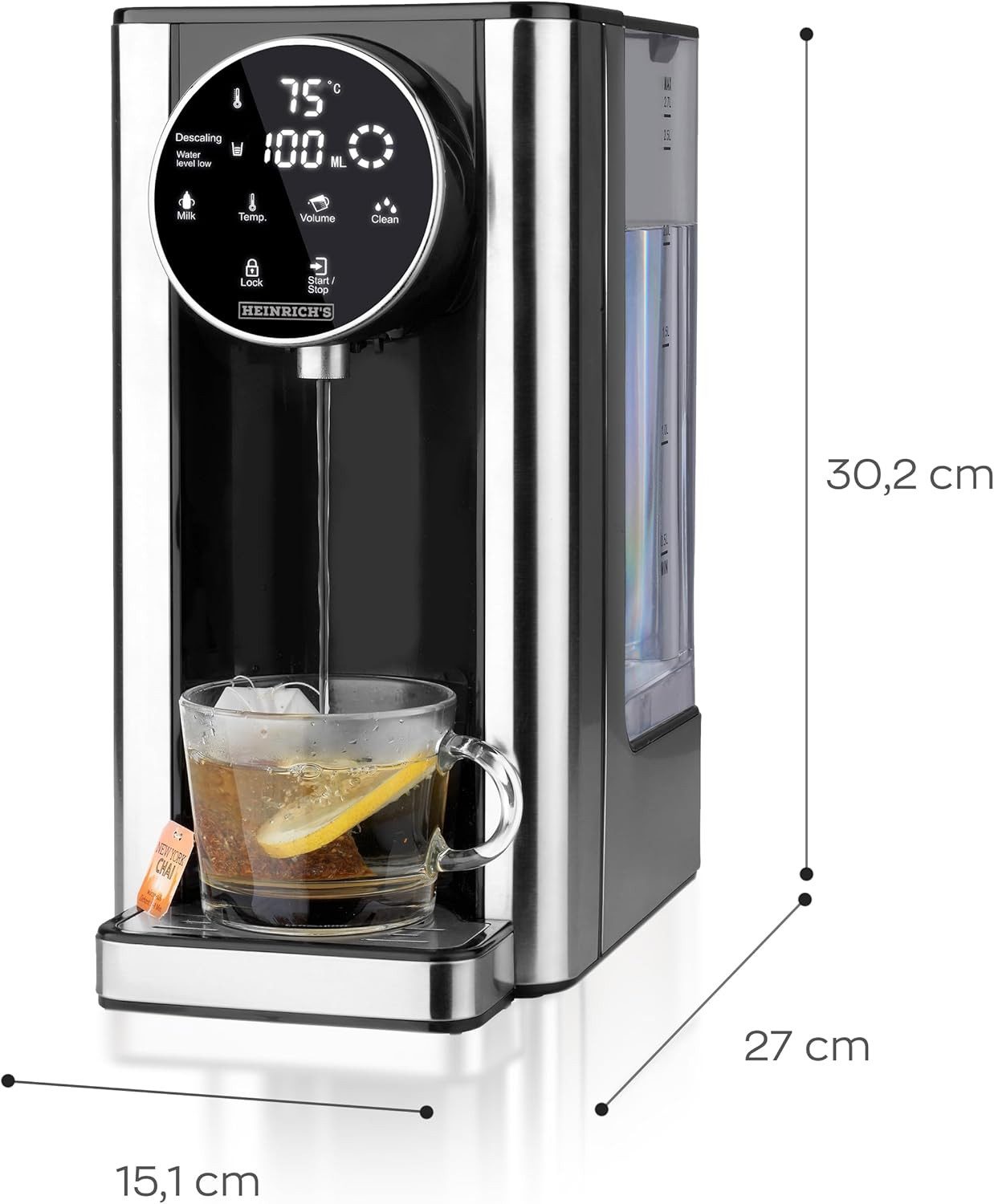 Heinrich´s Heißwasserspender HWS 8731 Wasserkocher, 2.7 l, 2600,00 W, 7 verschiedene Temperatureinstellungen, Wassertank abnehmbar