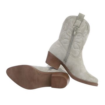 Ital-Design Damen Cowboyboots Western Westernstiefelette Blockabsatz Western- & Bikerboots in Hellgrün