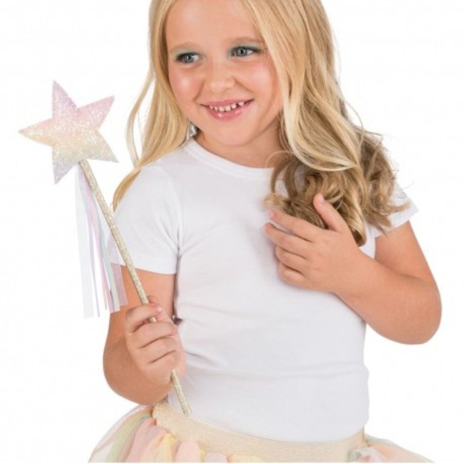 CHAKS Feen-Kostüm Stern-Feenstab 10x36 cm, Pastell
