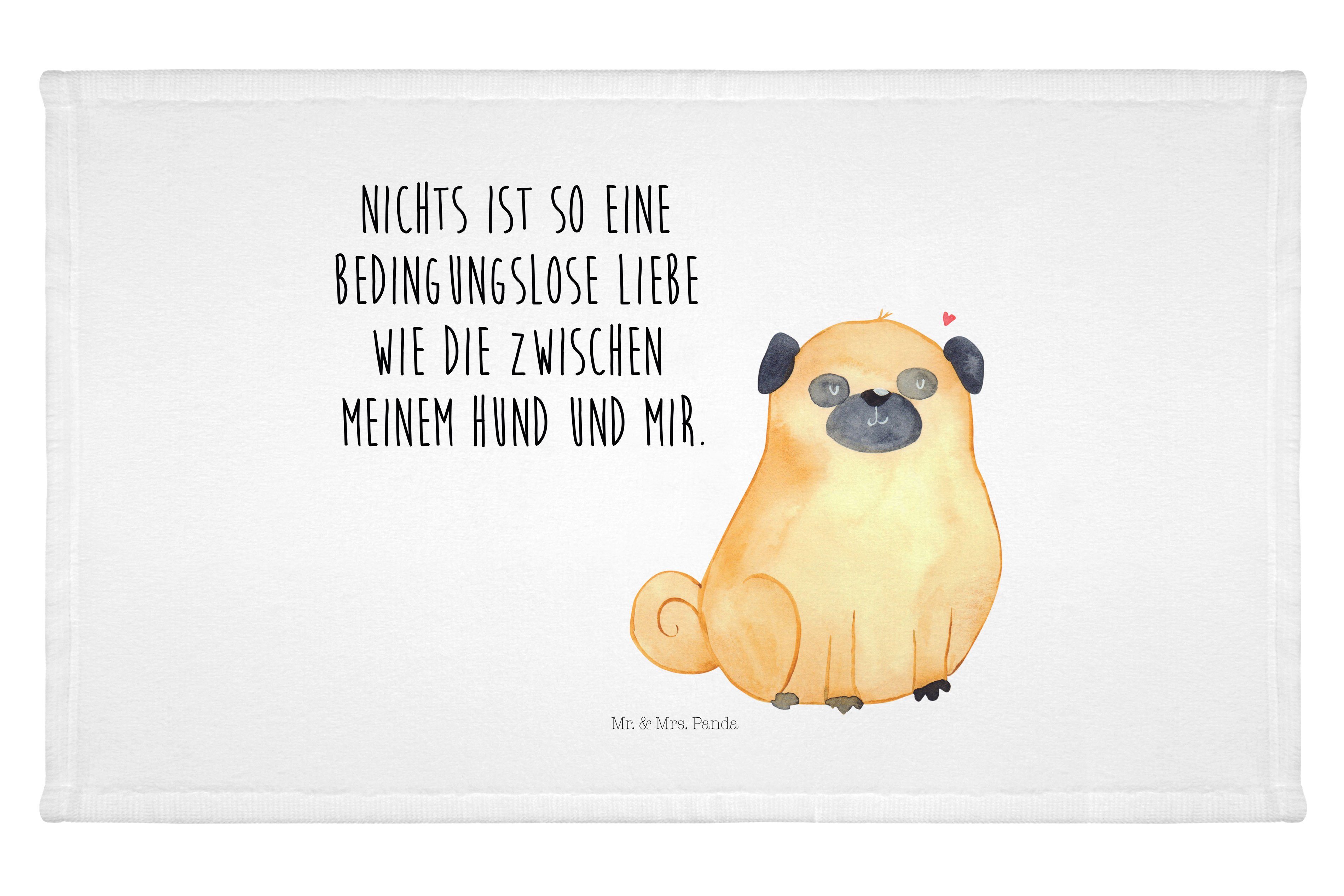 Mr. & Mrs. Panda Handtuch Mops Weiß Geschenk, Hundemotiv, Frottier