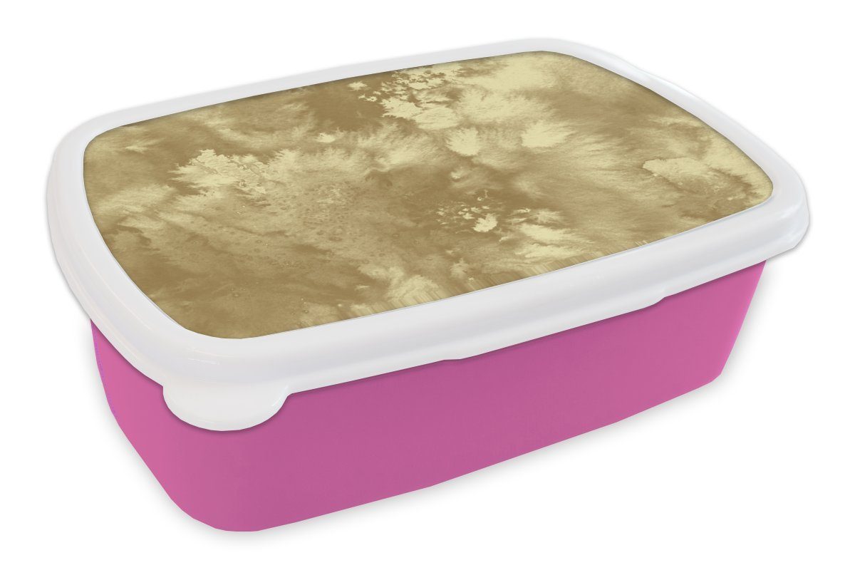 MuchoWow Lunchbox Gold - Farbe - Abstrakt, Kunststoff, (2-tlg), Brotbox für Erwachsene, Brotdose Kinder, Snackbox, Mädchen, Kunststoff rosa