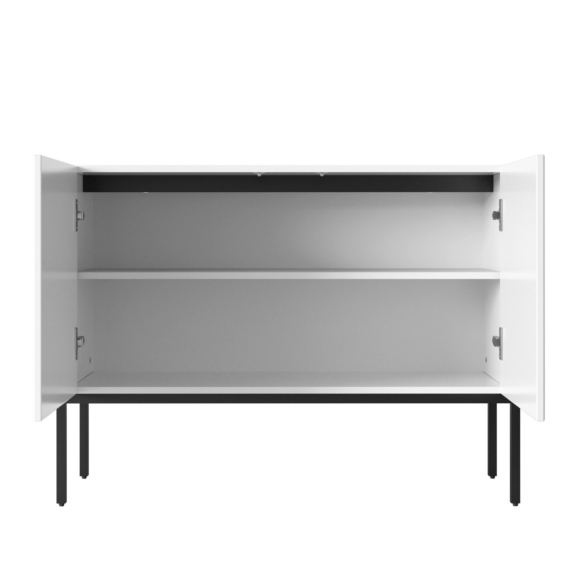 Flieks Sideboard mit 2 Türen, verstellbarer Einlegeböden und Metallbeinen (100x40x75 cm, 1 St., Schrank für Wohnzimmer, Esszimmer, Schlafzimmer), Kommode Mehrzweckschrank Multifunktionsschrank Weiß