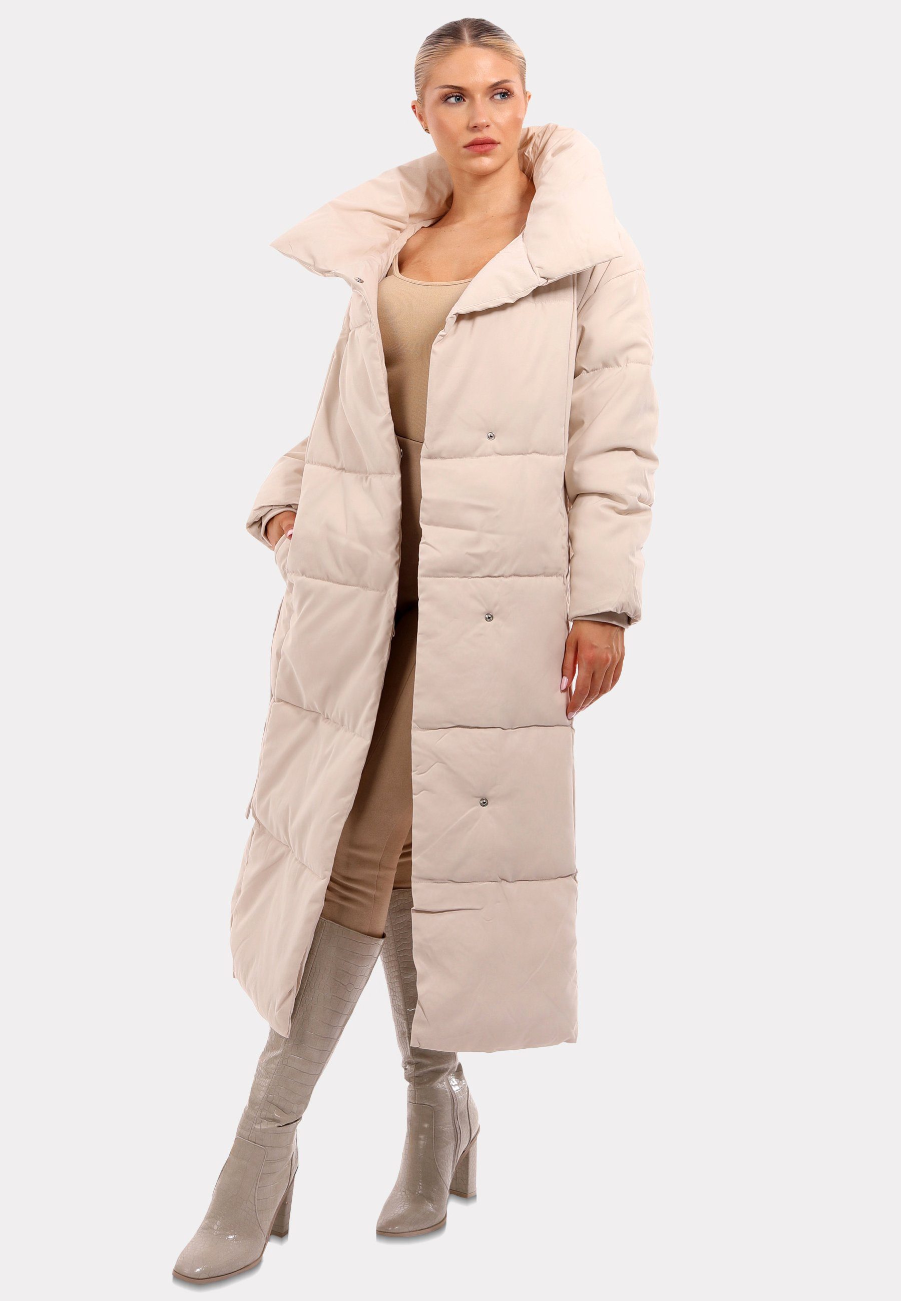 mit & Wintermantel Fashion Mantel in Saisonales YC Edler Creme Markantem Highlight: Style Kragen