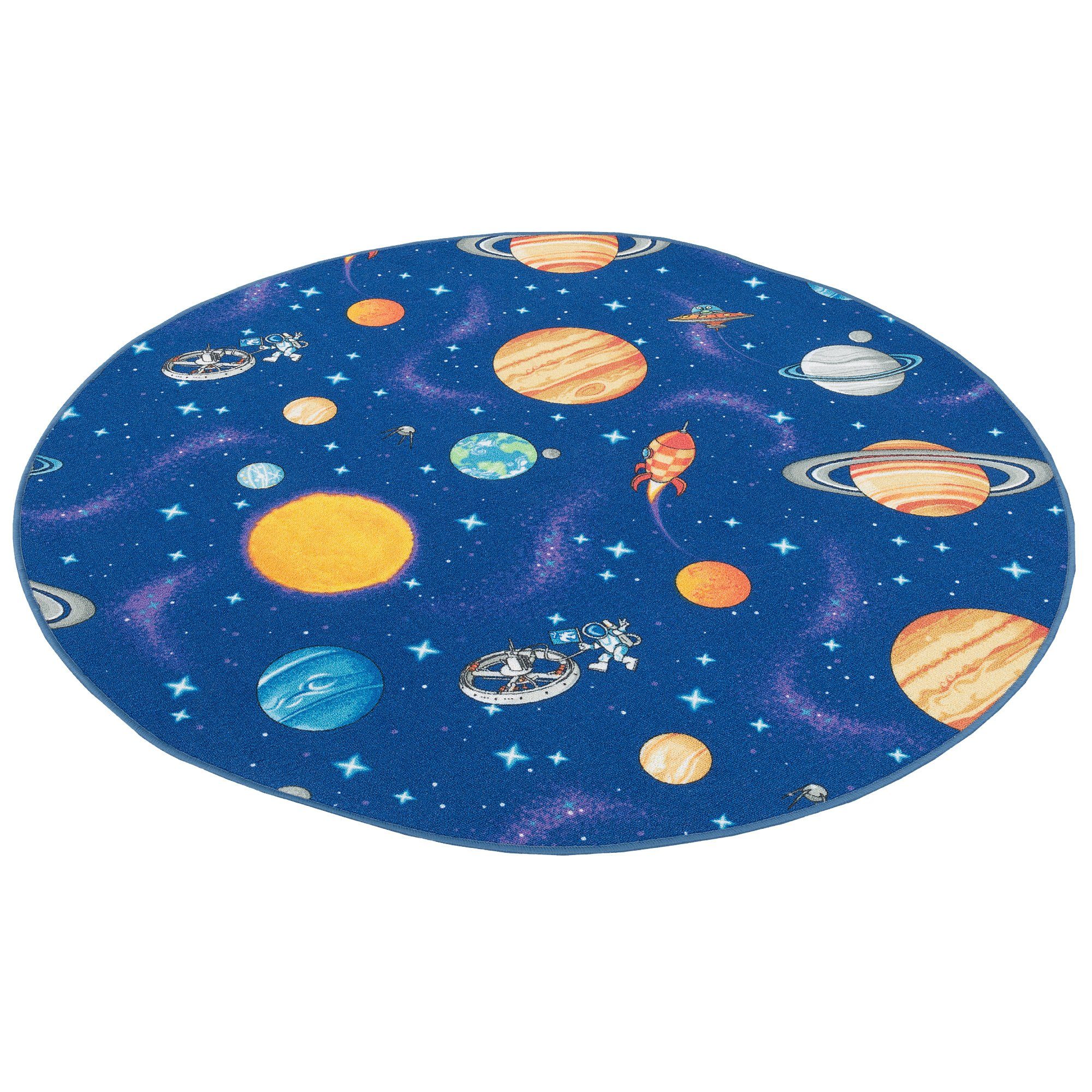 Snapstyle Kinderteppich Kinder Spiel Teppich Weltall Rund, Rund, Höhe: 4 mm – Bild 5 von 5