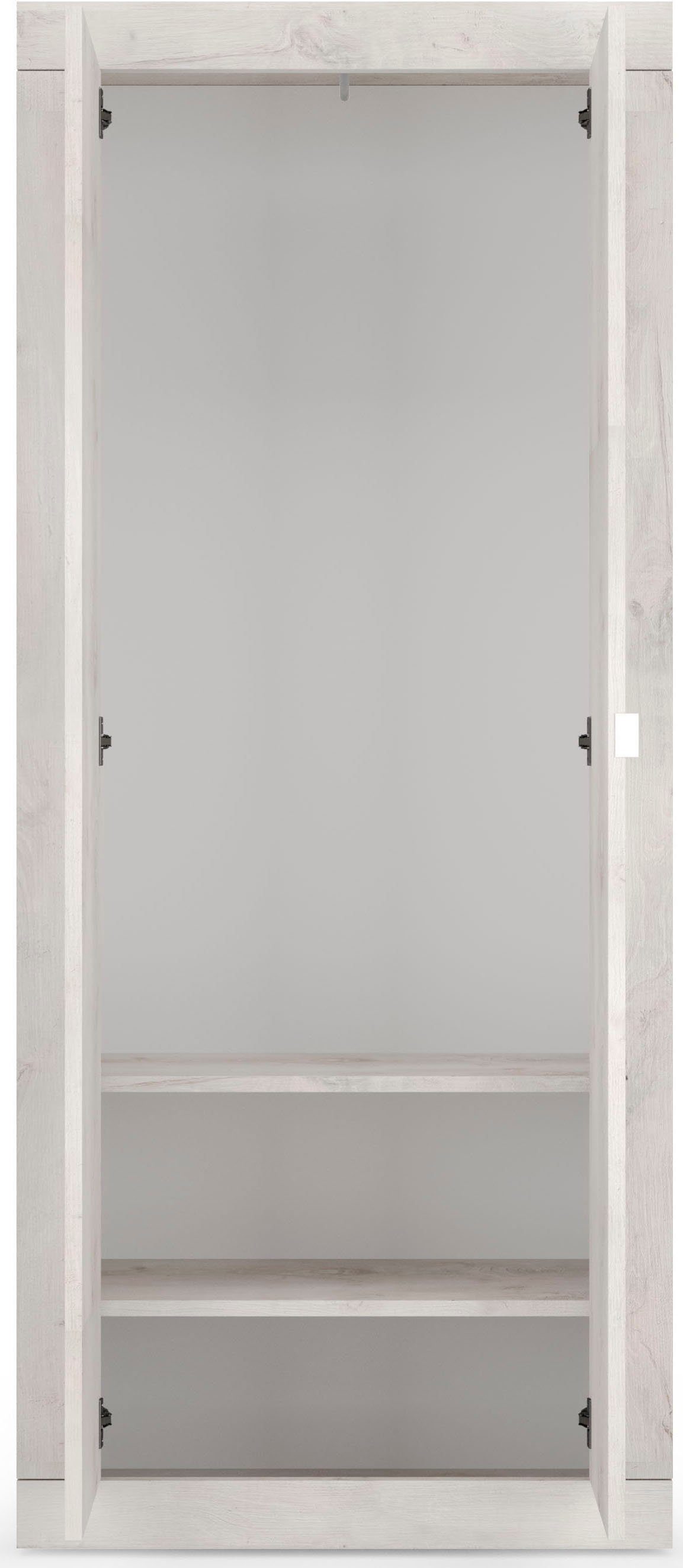 Home affaire Garderobenschrank Basic Breite 78, Höhe 187 cm, moderne Rahmenoptik, Metallgriff, Kleiderstange, 2 Einlegeböden