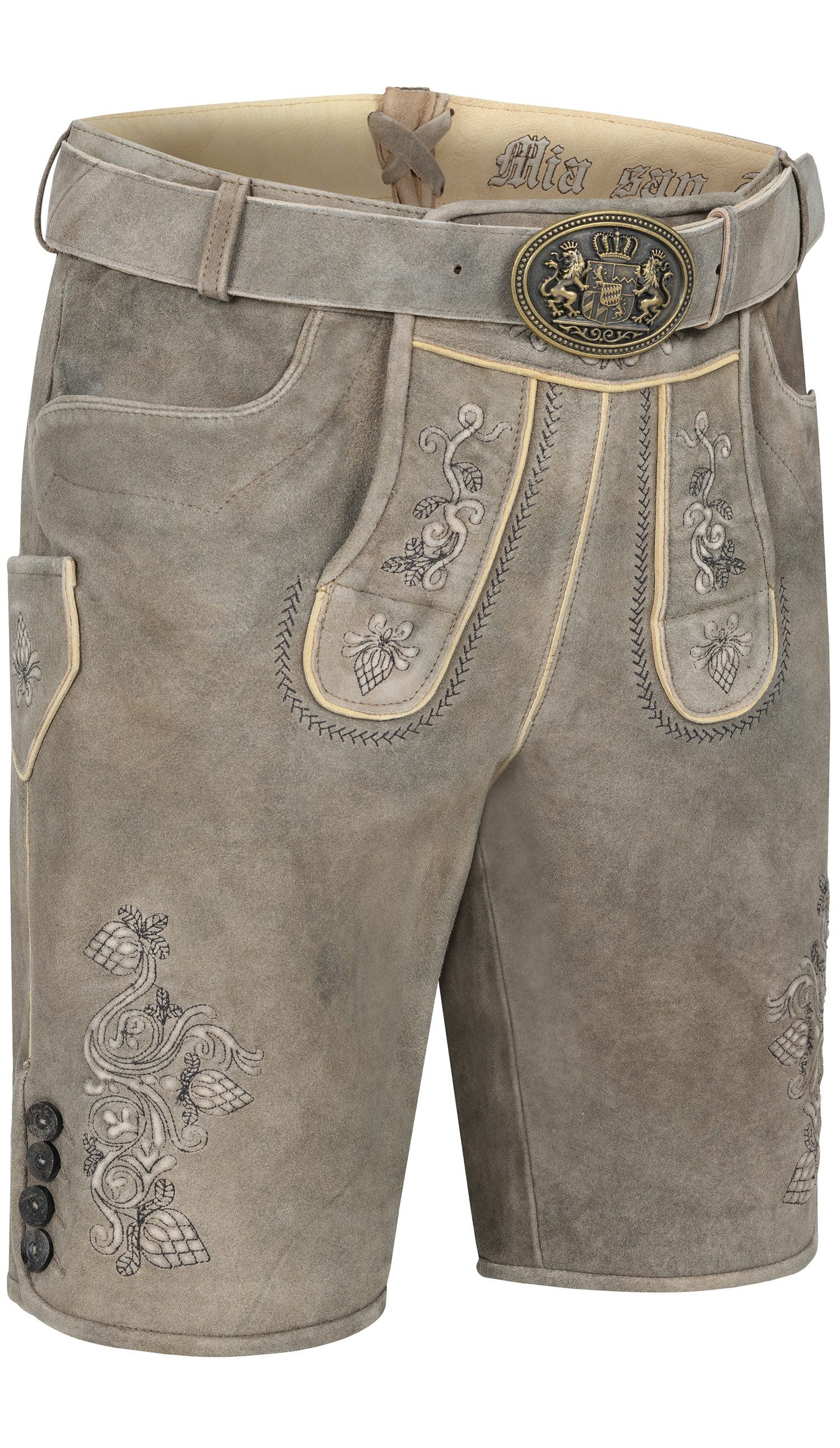 Trachtenlederhose Lederhose kurz Flavi Seenebel in antikbraun von Nübler