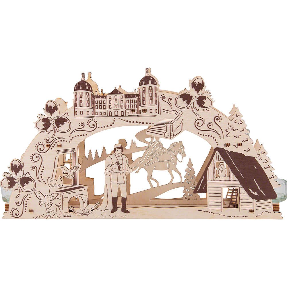 Erzgebirge-Palast Schwibbogen Schwibbogenleuchter "Drei Haselnüsse für Aschenbrödel" (37x20cm) von S