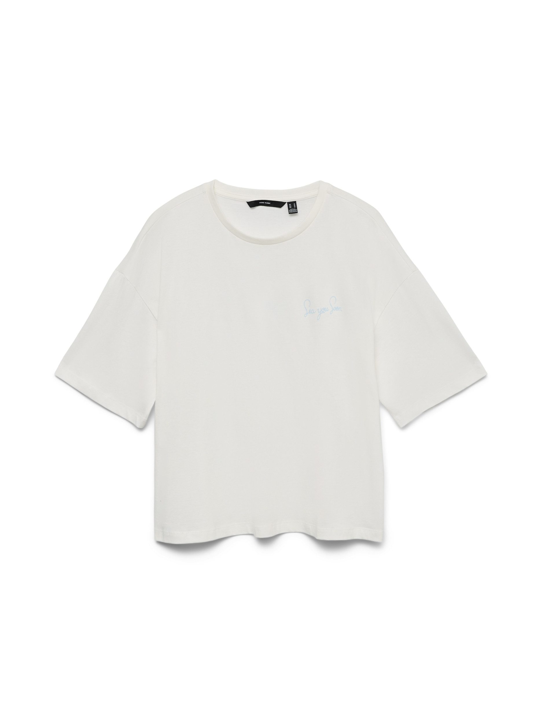 Vero Moda T-Shirt VMSIGRID KELLY SS TOP BOX JRS, Snow White/PALM AND SEA