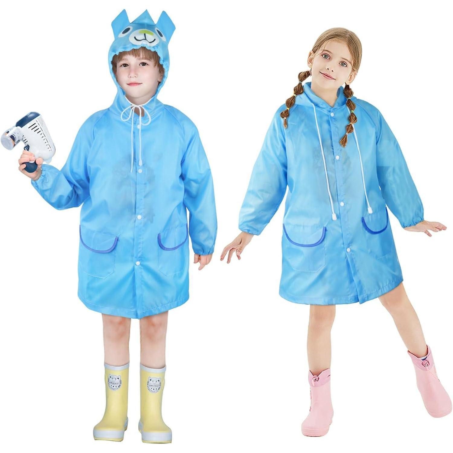 LuxusKollektion Regenmantel Regenponcho Kinder Wasserdicht Transparent Einheitsgröße Blau Bär-1pc