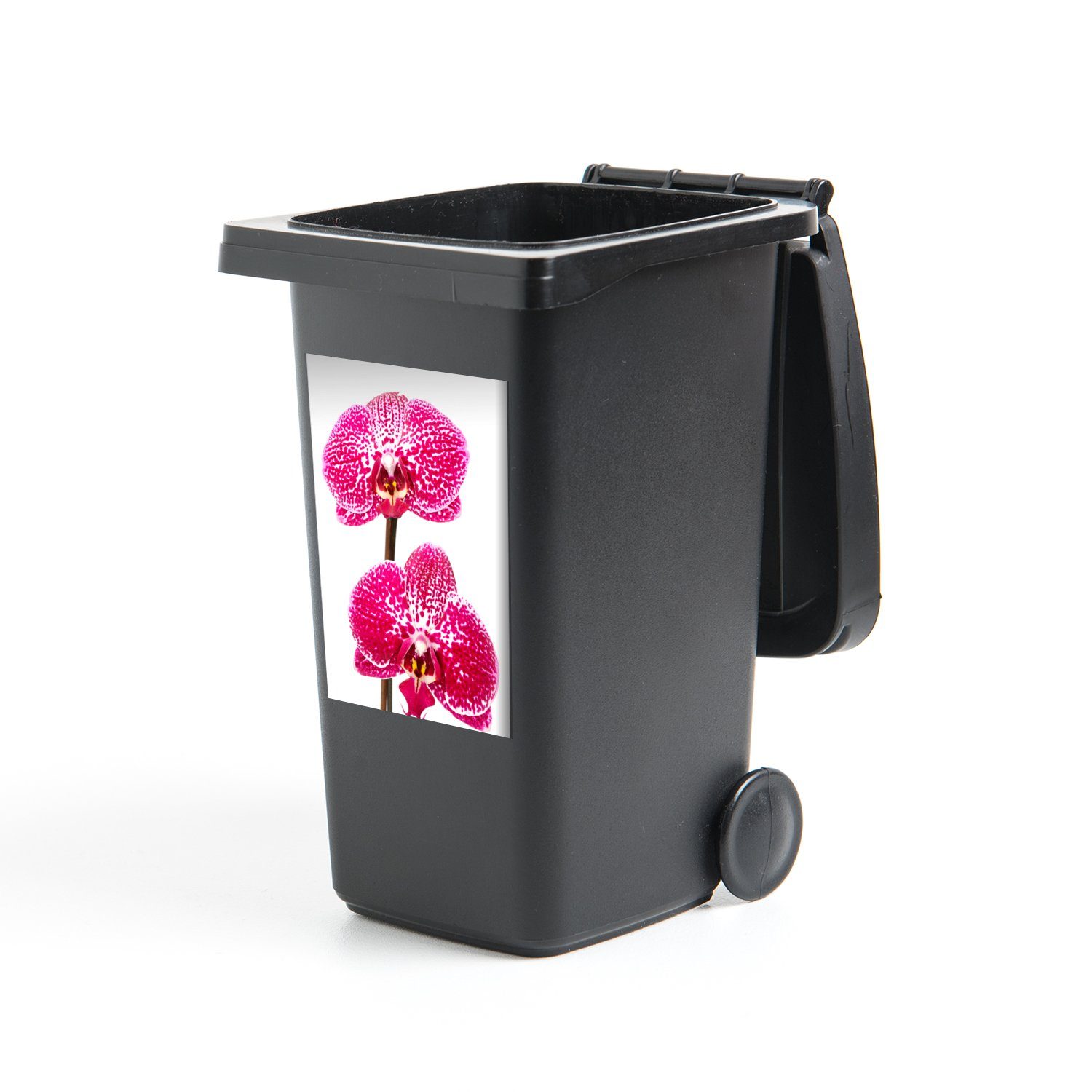MuchoWow Wandsticker Orchidee rosa (1 St), Mülleimer-aufkleber, Mülltonne, Sticker, Container, Abfalbehälter