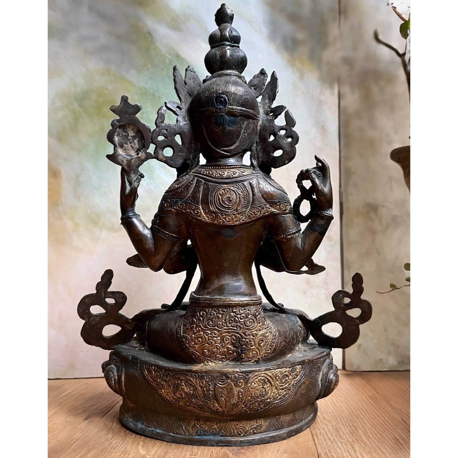Figur vergoldet Avalokiteshvara Buddhafigur LifeStyle Tibet Bronze Asien Chenrezig