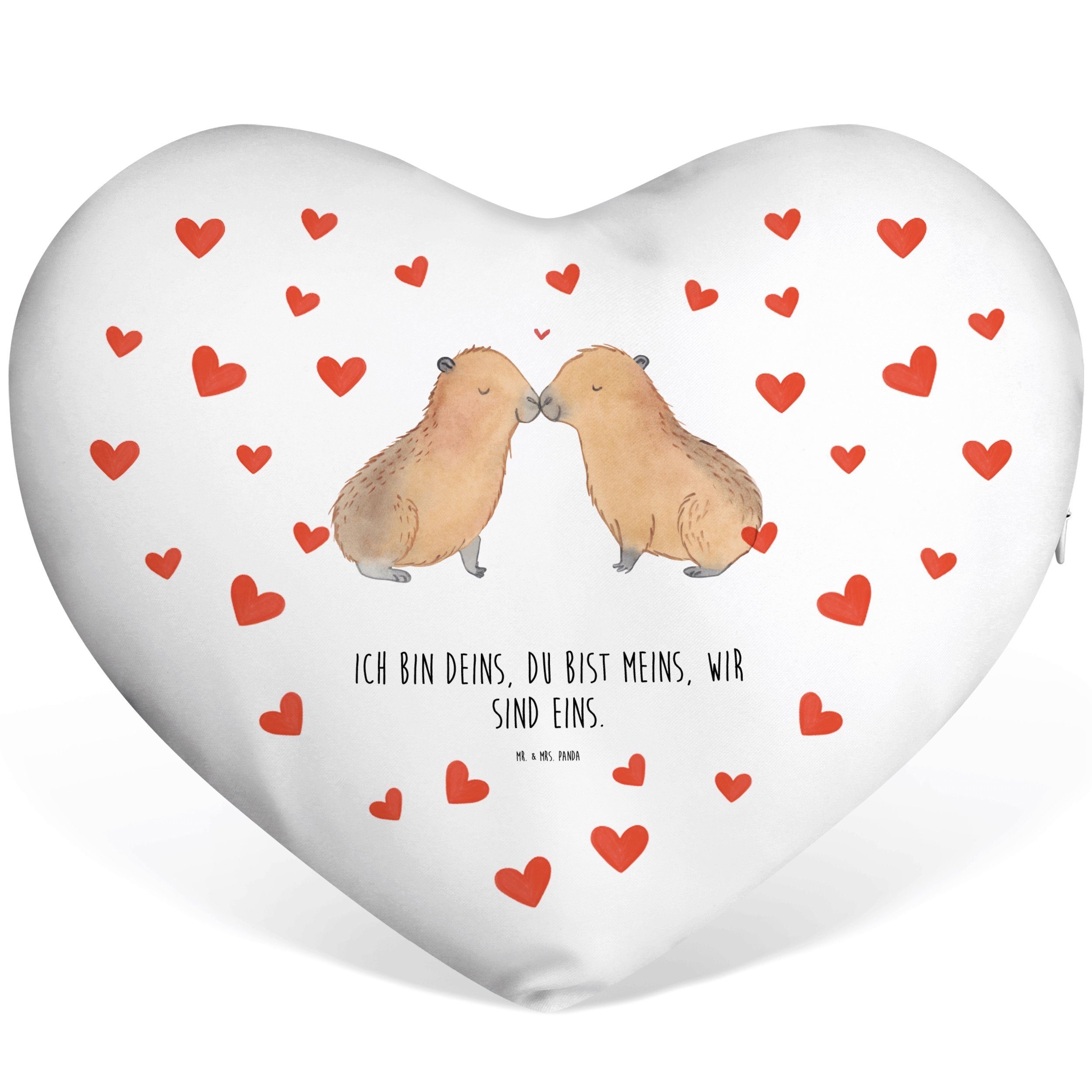 Mr. & Mrs. Panda Dekokissen Capybara Liebe - Weiß - Geschenk, lustige Sprüche, Kissen, Jahrestag