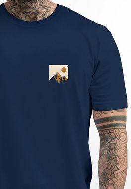 Neverless Print-Shirt Herren T-Shirt Outdoor Adventure Printshirt Brustlogo Natur Berge mit Print