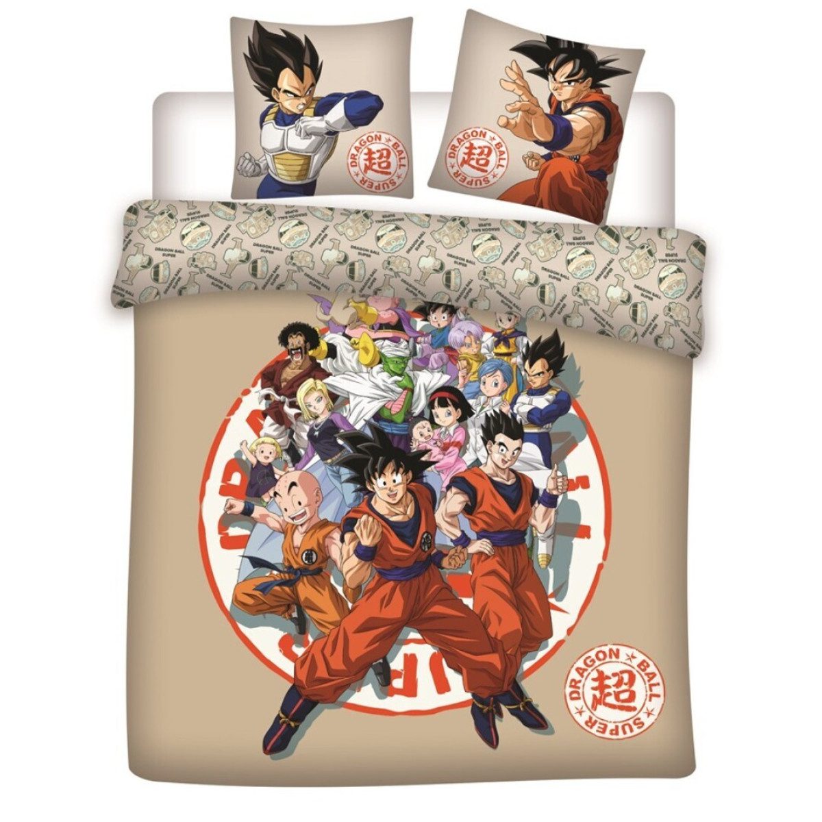 Dragon Ball Bettwäsche Set Bettbezug 240 × 220 cm + 65x65 cm mit zwei Kissenbezügen, 2 teilig