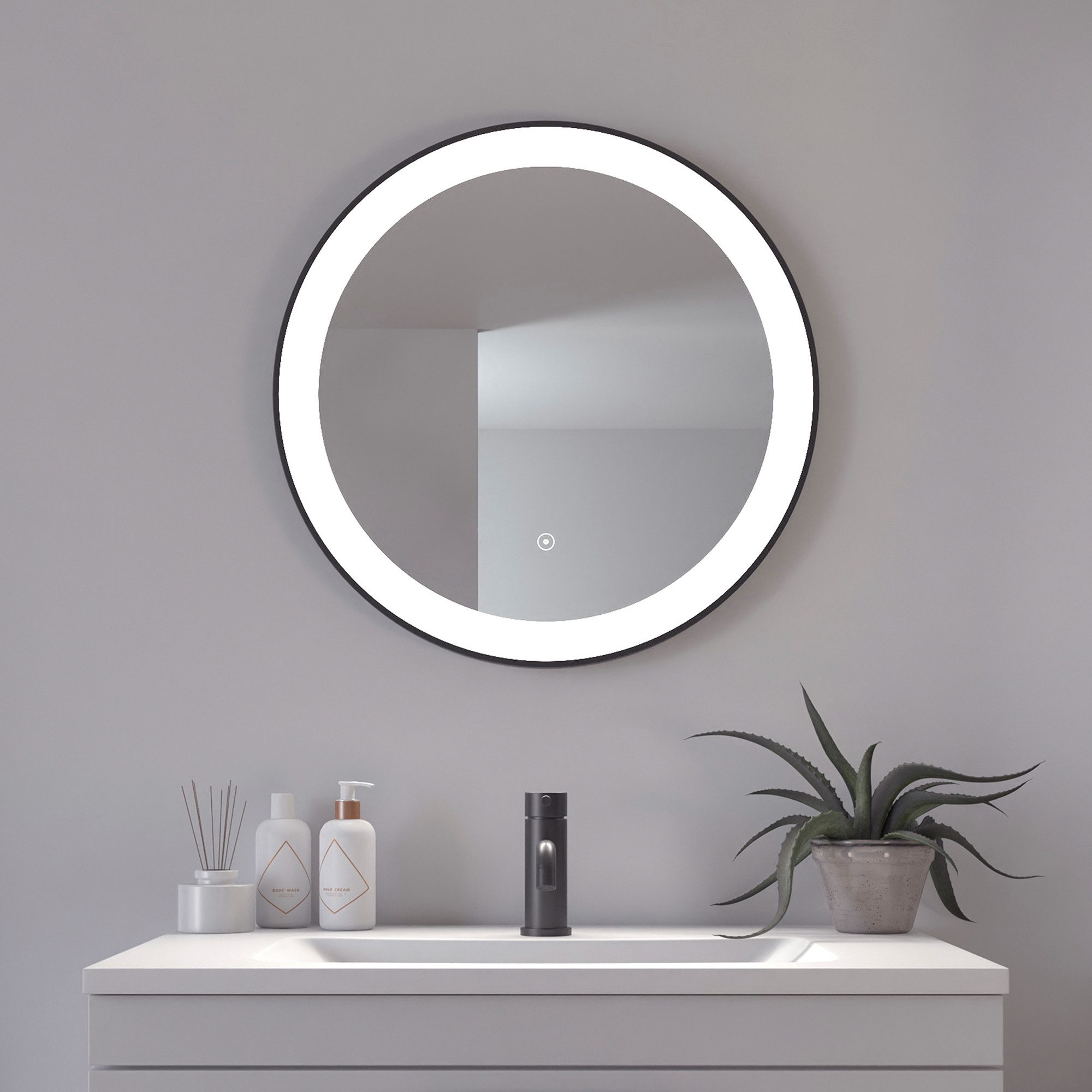Loevschall Badspiegel Libra Rund, Badzimmerspiegel mit LED Beleuchtung (1-S günstig online kaufen