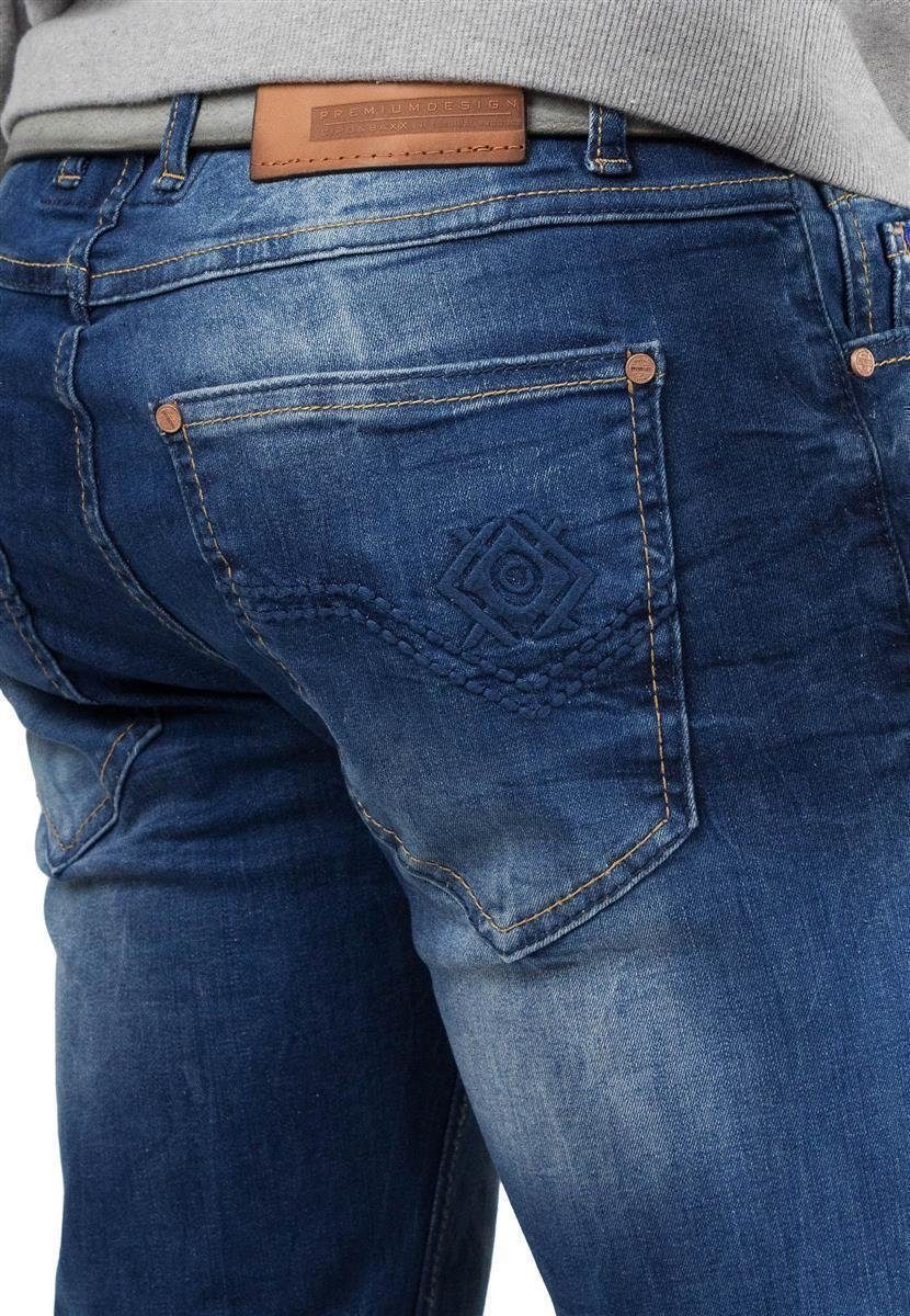 Cipo & Baxx Regular-fit-Jeans Herren Regular Fit Hose Stonewashed BA-CD319B (1-tlg) mit lässiger Waschung – Bild 5 von 5