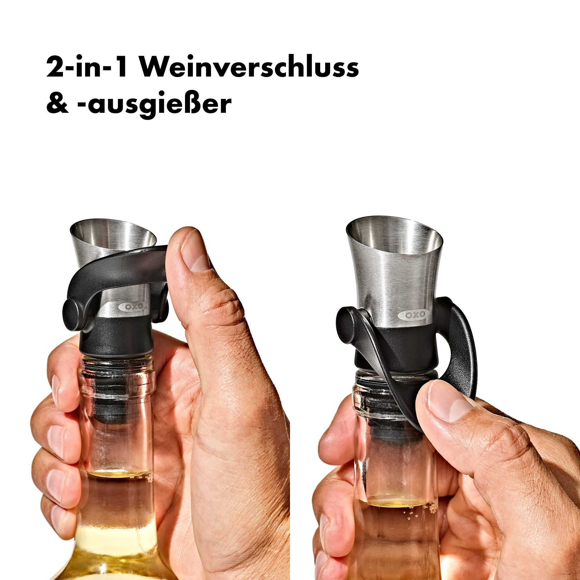 OXO SteeL Flaschenausgießer Weinverschluss und Ausgießer aus Stahl, 1-St.