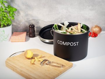 Hanseküche Biomülleimer Komposteimer Küche 5L – Für Biomüll mit 3X Aktivkohlefilter, Langanhaltende Frische mit ausswechselbarem Aktivkohelfilter