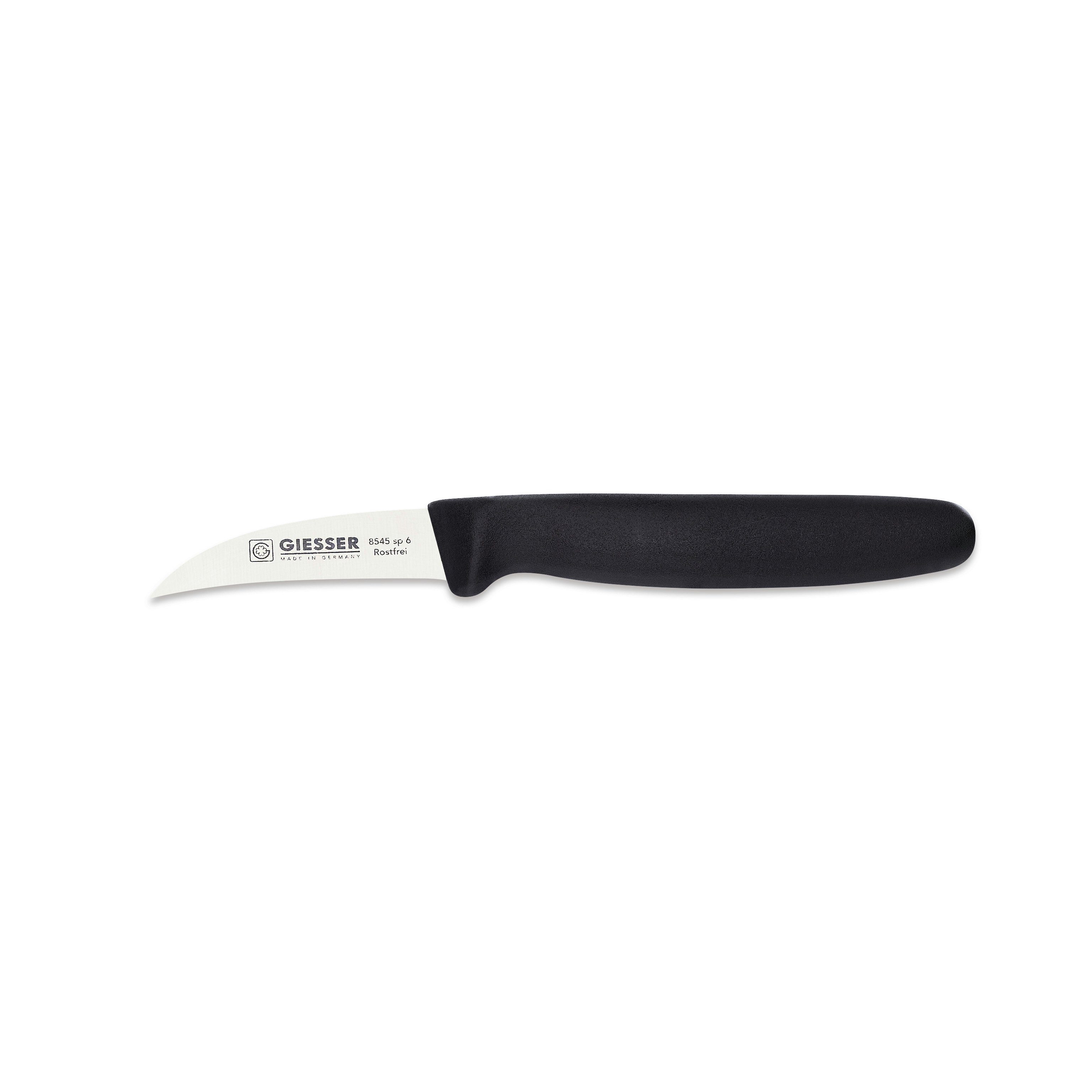 Giesser Messer Schälmesser Gemüsemesser 8545 sp 6, Handabzug, Klinge 6 cm Hohle-Schneide schwarz