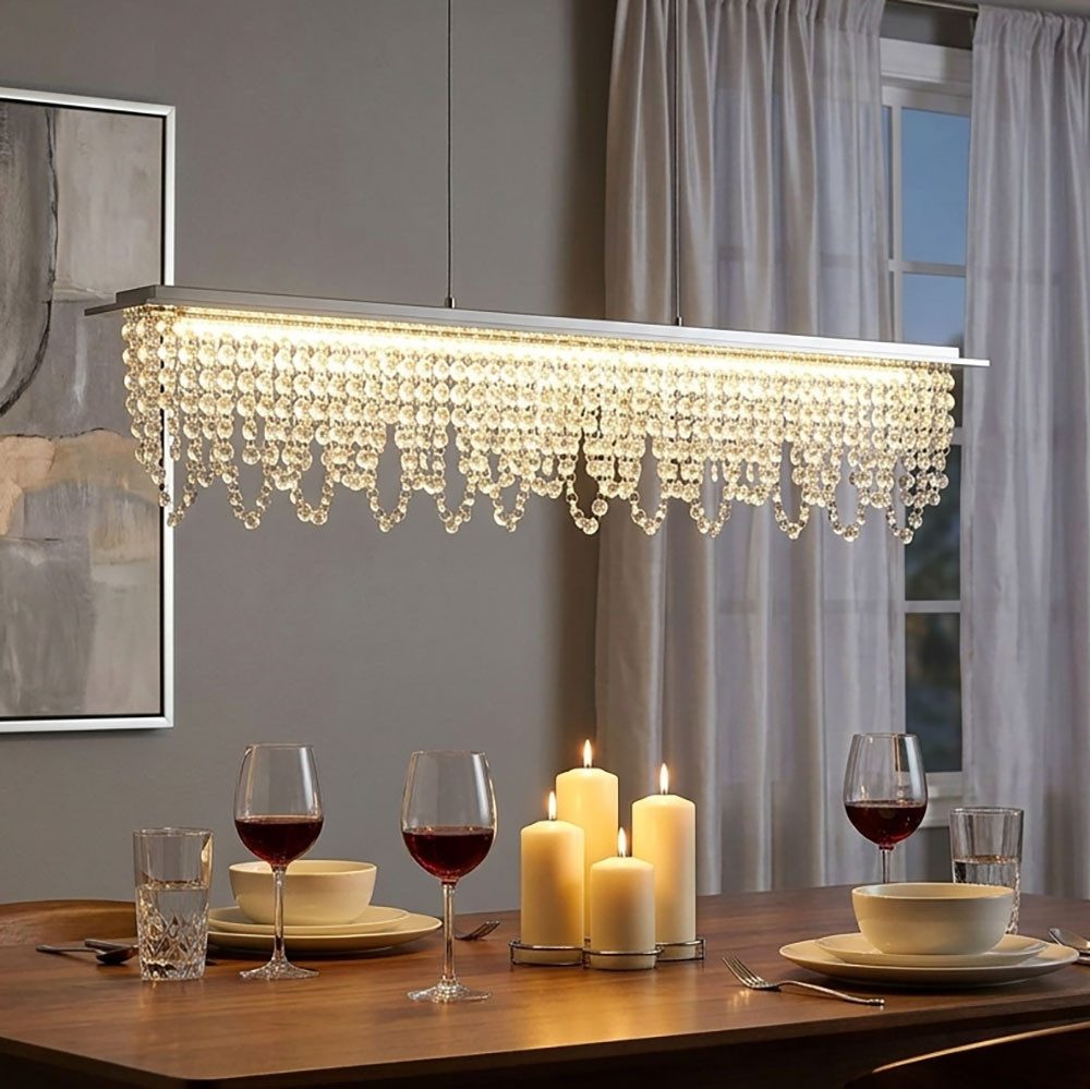 GLOBO LIGHTING LED Pendelleuchte, LED-Leuchtmittel fest verbaut, Neutralweiß, Warmweiß, LED Hänge Leuchte Kristall Pendel Höhe verstellbar …