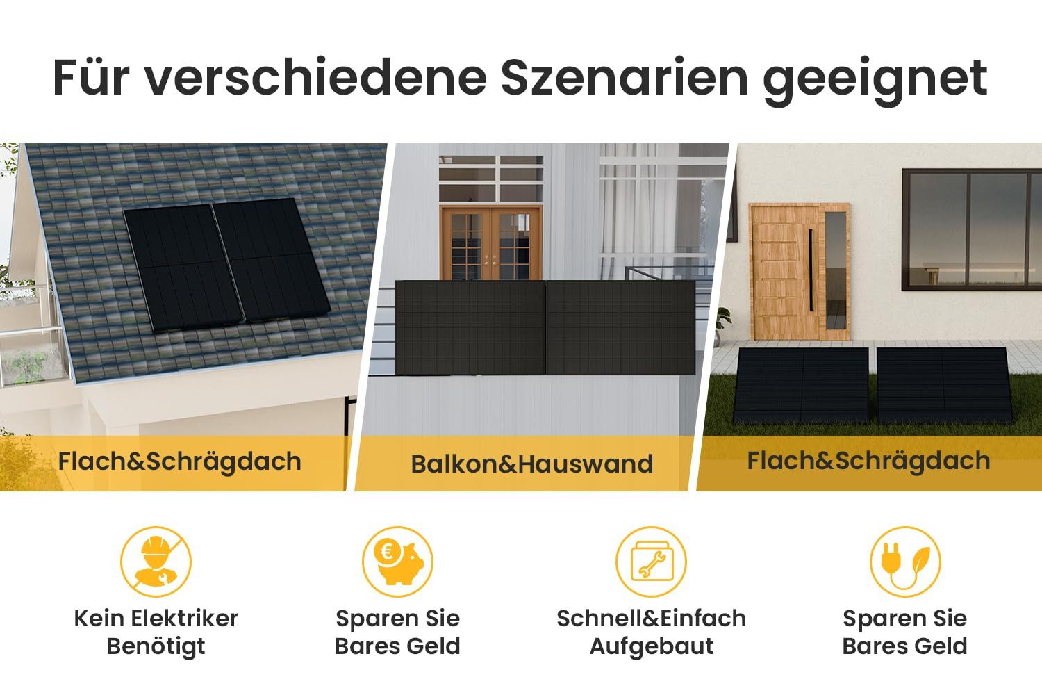 Growatt Balkonkraftwerk 1000W Komplettset Solaranlage, Module mit 800W Growatt Wechselrichter, (Growatt NEO-800M-X 800W Mikro-Wechselrichter mit 5m Anschlusskabel)