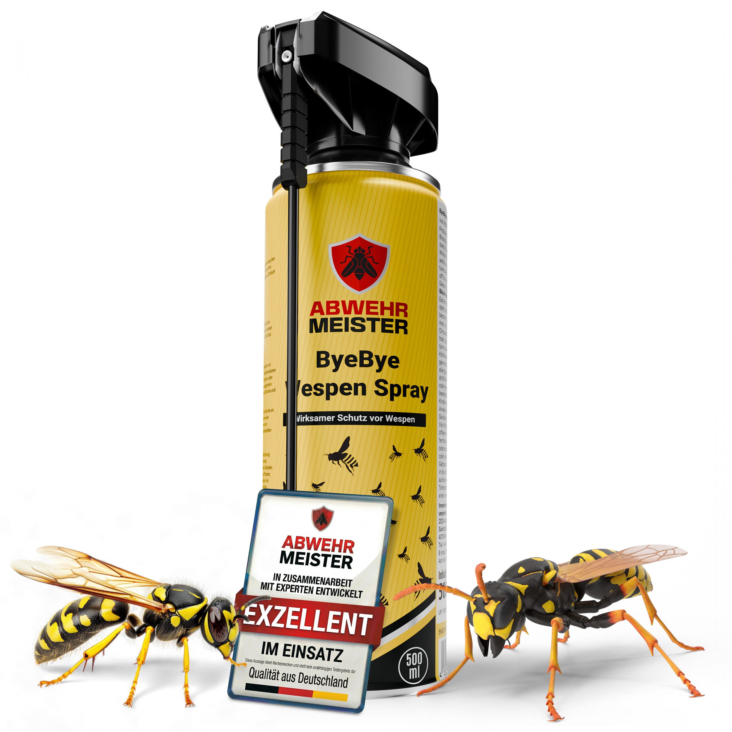 ABWEHR MEISTER Wespenspray ORGINAL ByeBye Wespen-Spray [500 ml], 1-St., Präzise Anwendung, dank integrierter Sprühlanze