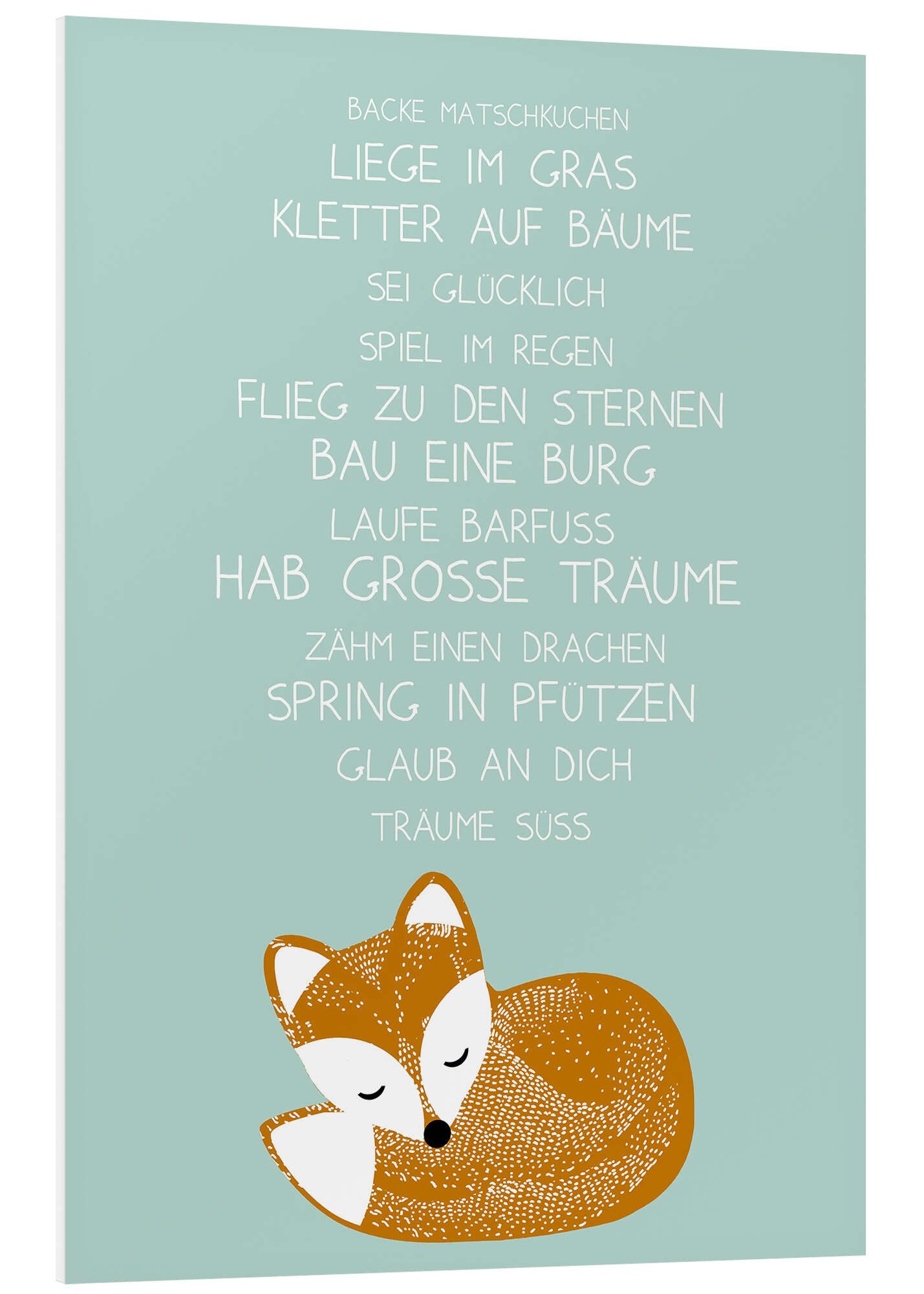 Posterlounge Forex-Bild GreenNest, Hab große Träume mit Fuchs, Jungenzimmer Kindermotive