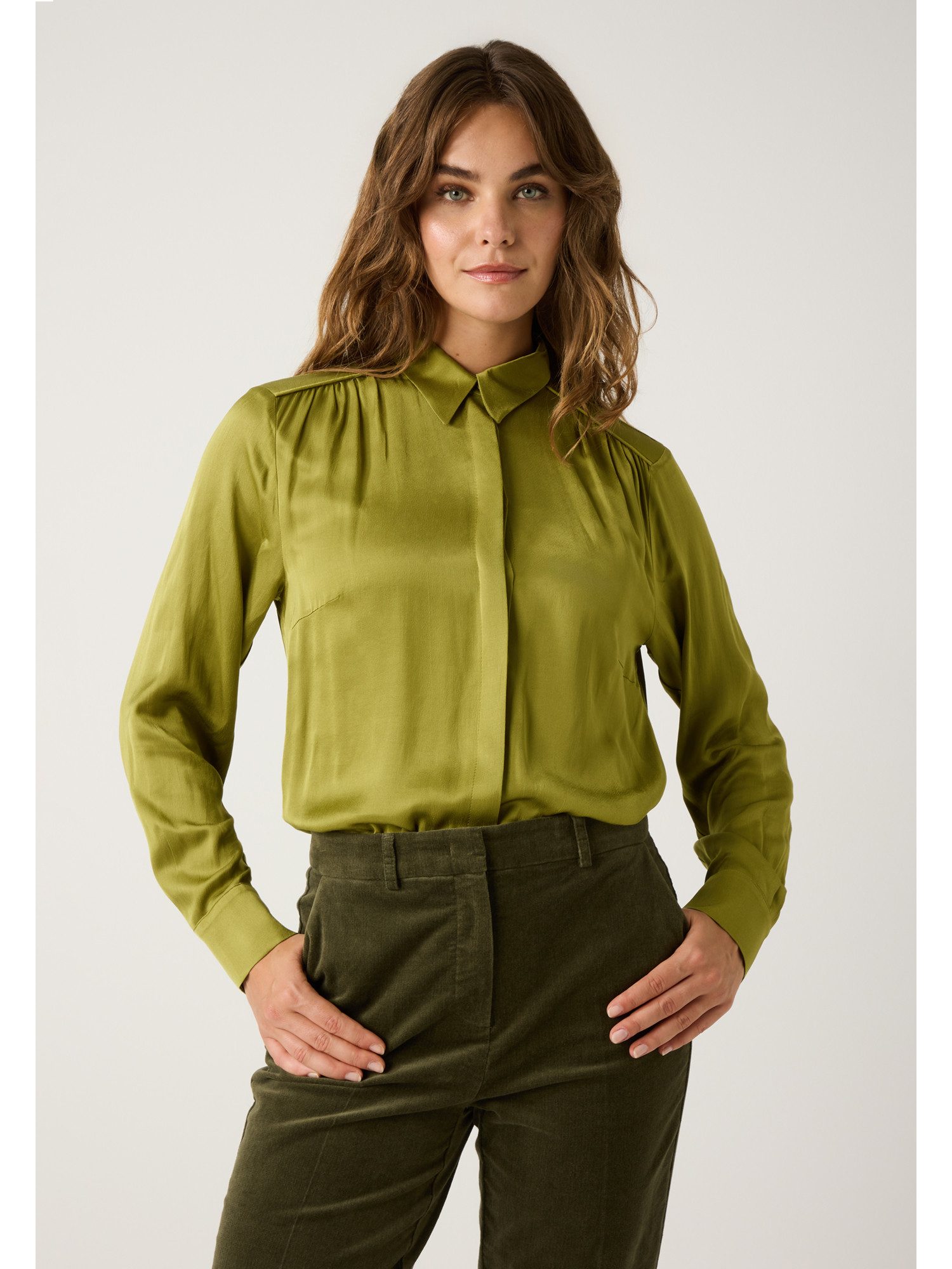 MORE&MORE Langarmbluse glänzende Satinbluse günstig online kaufen