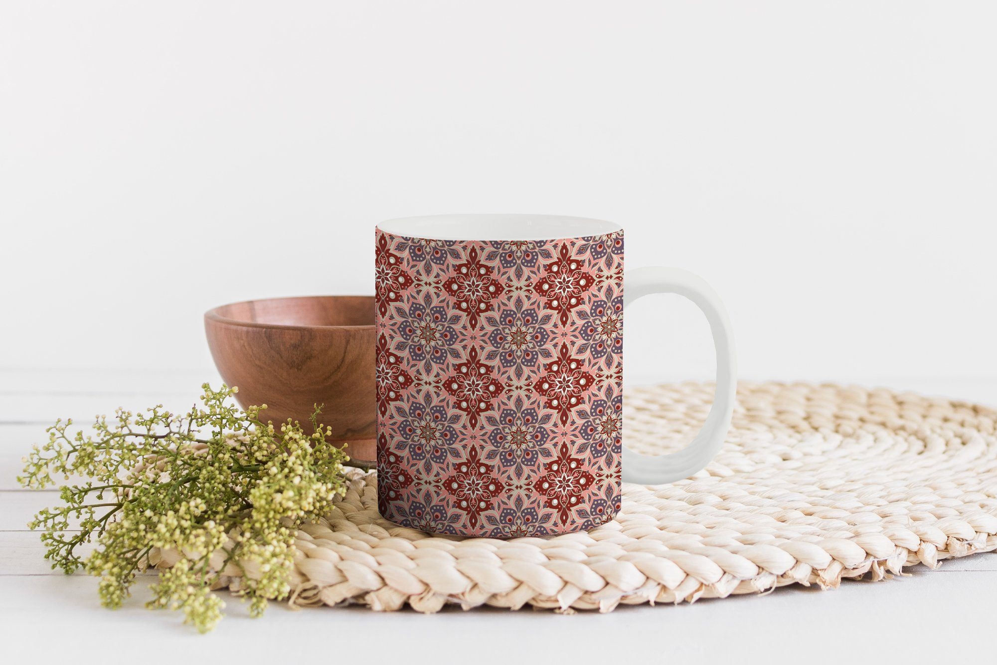 MuchoWow Retro, Geschenk - Mandala Keramik, Blumen Muster - Teetasse, Becher, - Kaffeetassen, Teetasse, Tasse