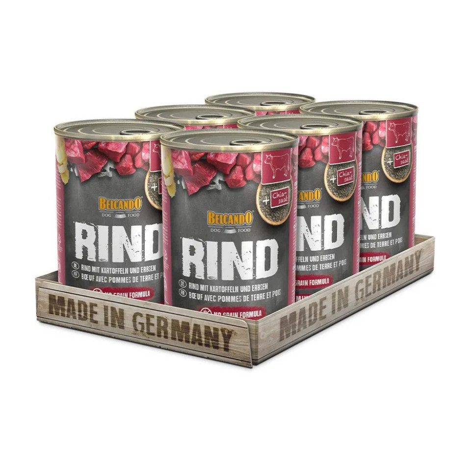 Belcando Rind mit Kartoffeln & Erbsen - hochwertiges Hundefutter in Dosen 6x400g, Nassfutter für: Hunde
