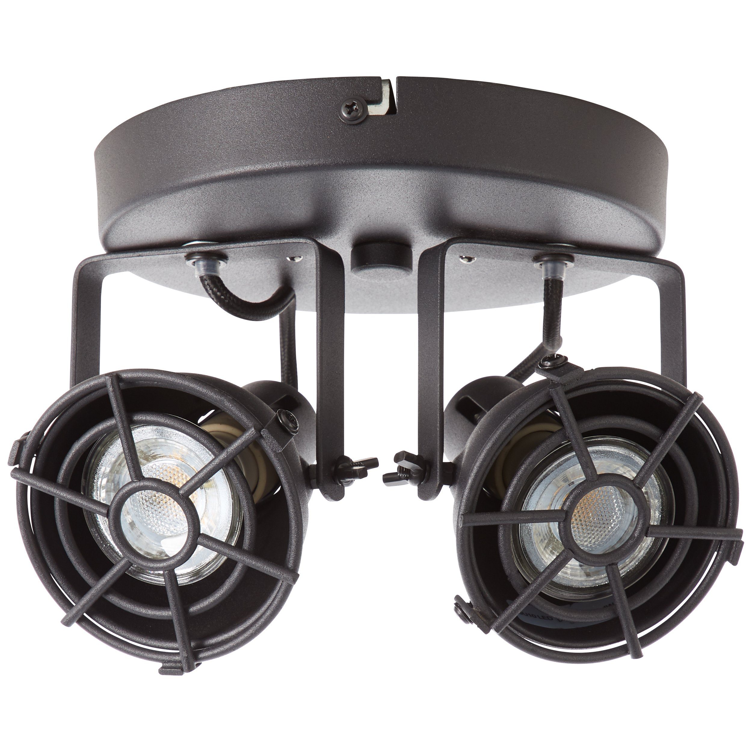 GU10, x K, 5 LED 2 Deckenleuchte, lm, 3000 Lightbox Ø 20 wechselbar, cm, 345 Spotrondell, W, warmweiß, schwarz LED