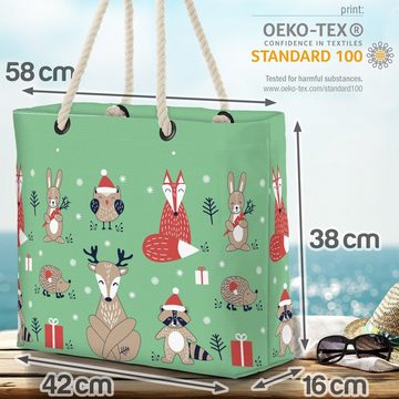 VOID Strandtasche (1-tlg), Tiere Weihnachten Kinder Beach Bag Eule Fuchs Hase Reh Rentier Kinder Winter