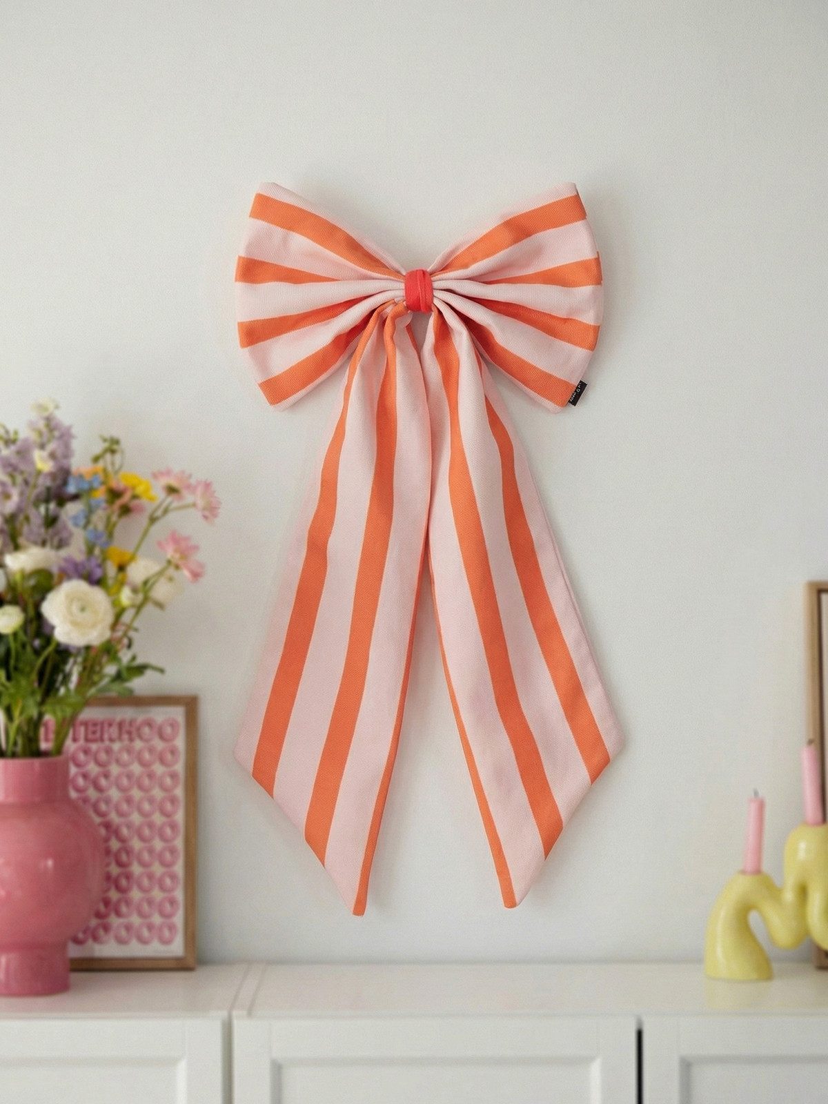 coopz Weihnachtsbaumschleife Schleife Canvas hellorange/mandarine breit gestreift – Bild 2 von 2