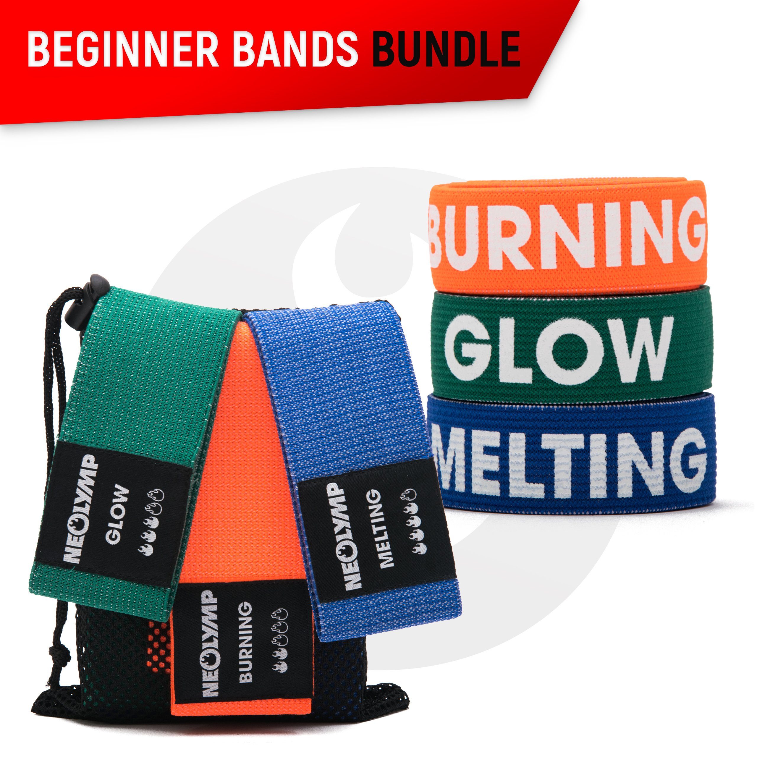 NEOLYMP Trainingsband aus Naturfasern Spar-Set rutschfeste Bundle, Fitnessmatte, Fitnessbänder Bands