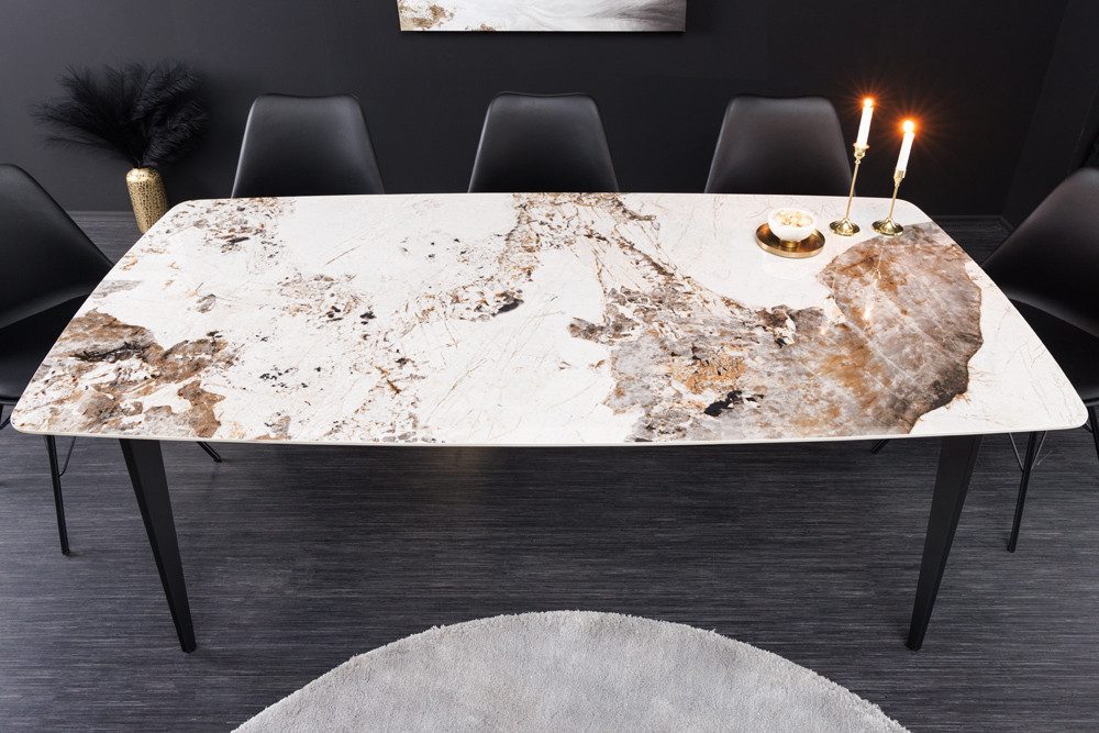 riess-ambiente Esstisch MILANO 180cm weiß-braun/schwarz - Keramik, Metallbeine, Pandora-Design (Einzelartikel, 1-St), Platz für bis zu 8 Personen - ideal für Es – Bild 5 von 5