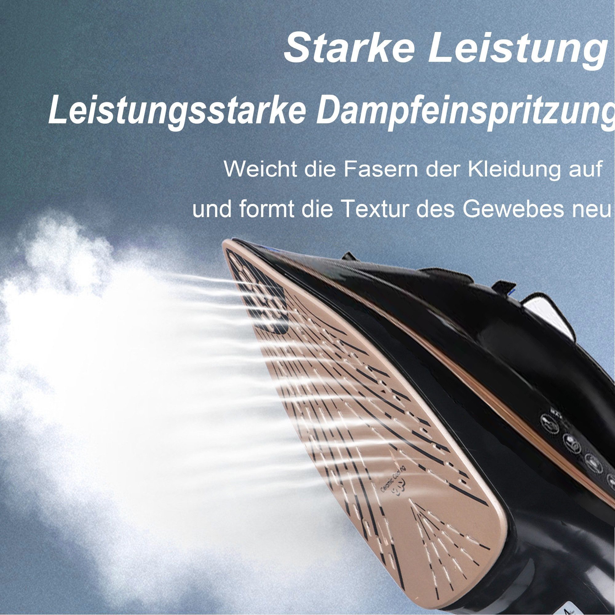 Forrlite Dampfbügeleisen Dampfbügeleisen, 2600W Bügeleisen mit Keramik-Bügelsohle für Geschenk, 70 g/min Dampf,120g Extra-Dampfstoß,300ml Wassertank,Selbstreinigungs