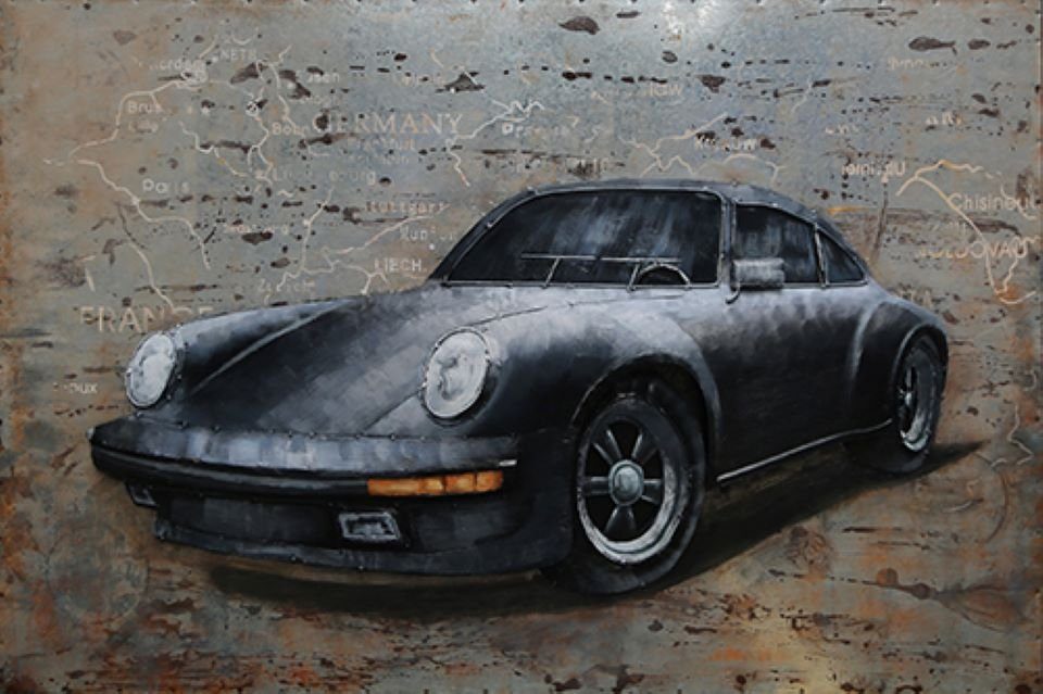 IDYL Metallbild mit 3D-Effekt "Sprtwagen" - 120 x 80 x 3 cm - Nr. 1900