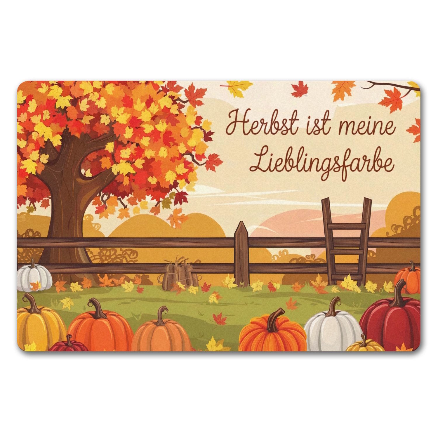 speecheese Fußmatte Herbstliche Landschaft mit Kürbissen Fußmatte in 40x60 cm ohne Rand